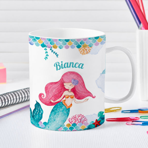 Tazza Infrangibile per Bambini Sirenetta con Nome Personalizzata