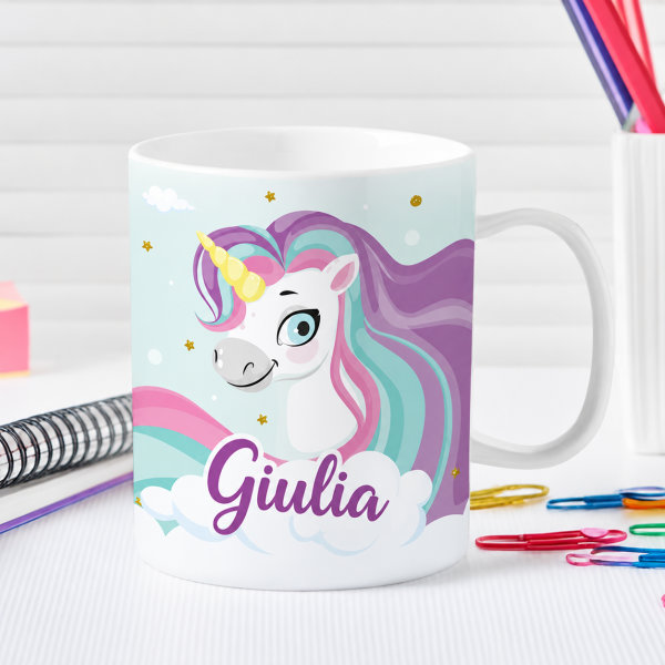 Tazza per Bambini Infrangibile con Unicorno e Nome personalizzata