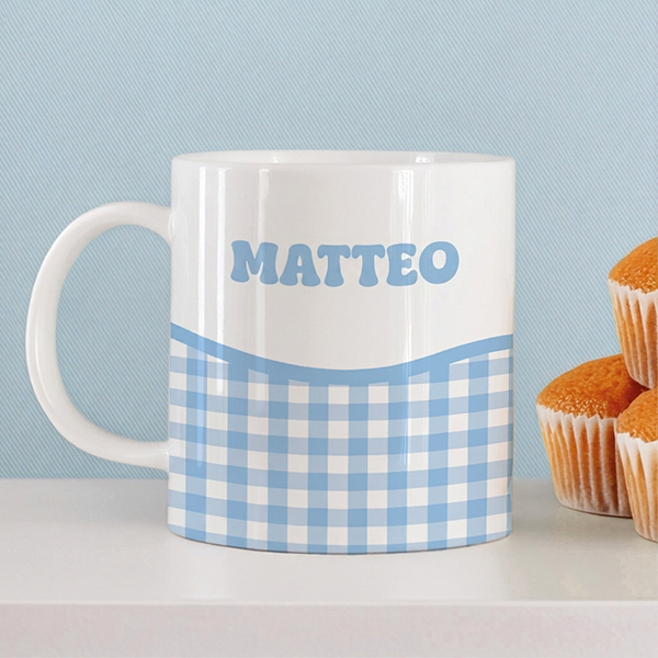 Tazza Infrangibile per Bambini Quadretti con Nome Personalizzata