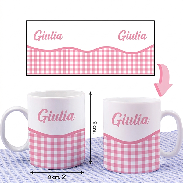 Tazza Infrangibile per Bambini Quadretti con Nome Personalizzata