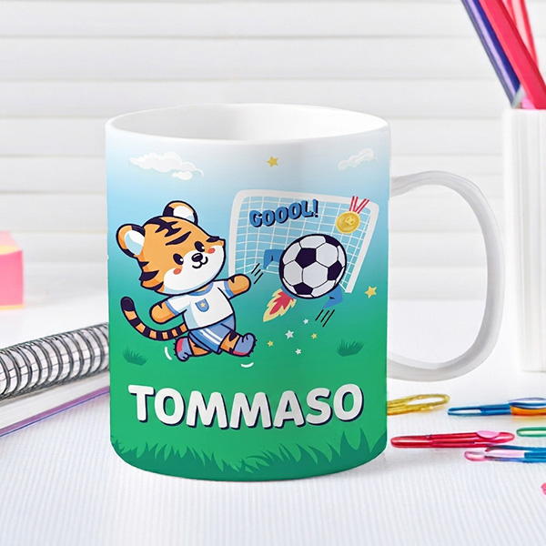 Tazza Infrangibile per Bambini Calcio con Nome Personalizzata