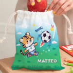 Miniatura di Sacchetto Porta Merenda per Bambini a Tema Calcio personalizzato