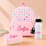 Miniatura di Pack Scuola Rosa per Bambini con Foglie e Nome personalizzato