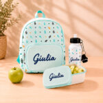 Miniatura di Pack Scuola Verde per Bambini con Foglie e Nome personalizzato