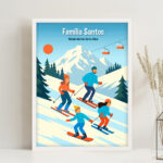 Miniatura de Póster Esqui na Montanha com Nomes e Texto personalizado