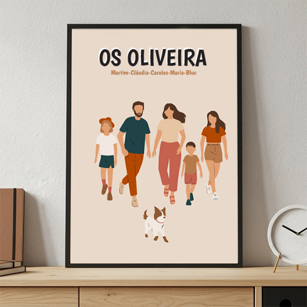 Poster Família de Frente com Nomes e Texto personalizado
