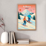 Miniatura de Póster Esqui na Montanha com Nomes e Texto personalizado