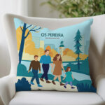 Miniatura de Almofada Família no Parque com Nomes e Texto personalizado