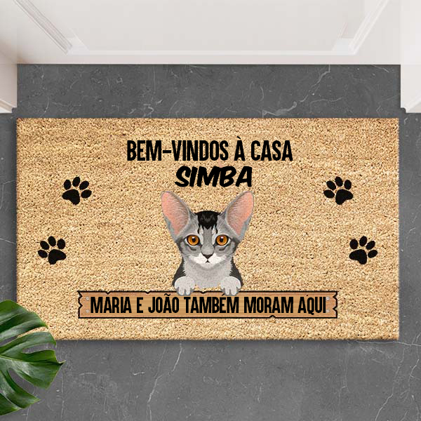 Capacho Bem-vindos a Casa com Nome de Animal de Estimação personalizado