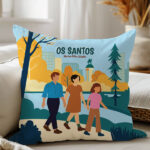 Miniatura de Almofada Família no Parque com Nomes e Texto personalizado