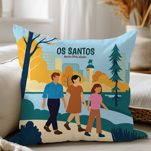 Almofada Família no Parque com Nomes e Texto personalizado