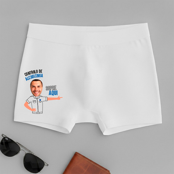 Boxers “Controlo de Alcoolemia” com Foto Personalizada