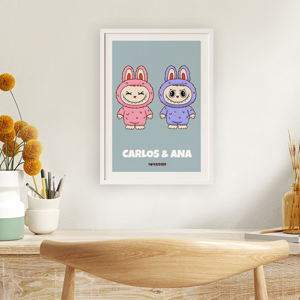 Poster Labubu com Nomes e Texto personalizado