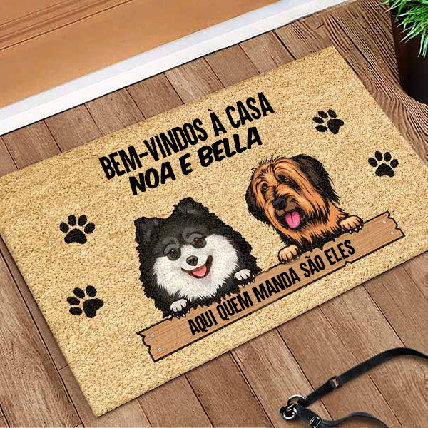 Capacho Bem-vindos a Casa com Nome de Animal de Estimação personalizado