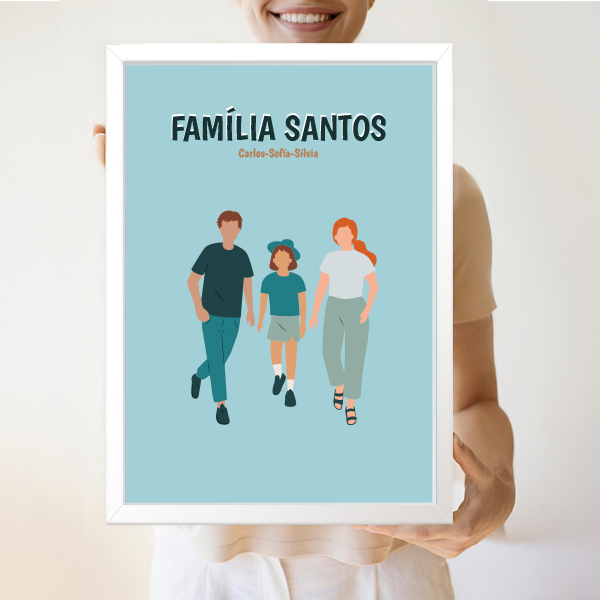 Poster Família de Frente com Nomes e Texto personalizado