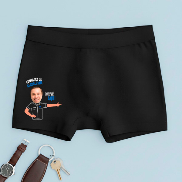 Boxers “Controlo de Alcoolemia” com Foto Personalizada