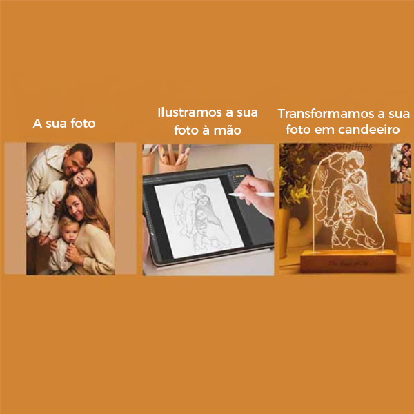 Candeeiro ilustrado 3D personalizado