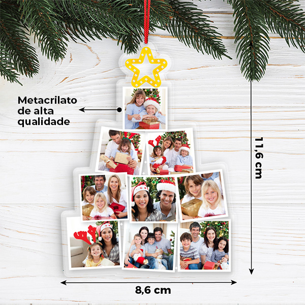 Pack de Adornos para Árvore de Natal com Fotos Personalizadas