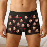 Miniatura de Boxers Estampados com Corações e Foto Personalizada