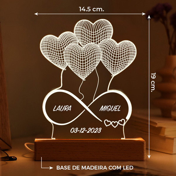 Candeeiro Infinito com Nomes personalizado