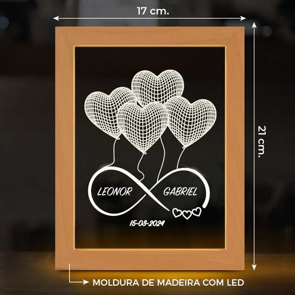 Candeeiro Infinito com Nomes personalizado