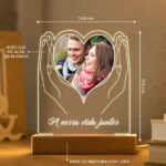 Miniatura de Candeeiro Mãos em Coração com Foto e Texto Personalizado