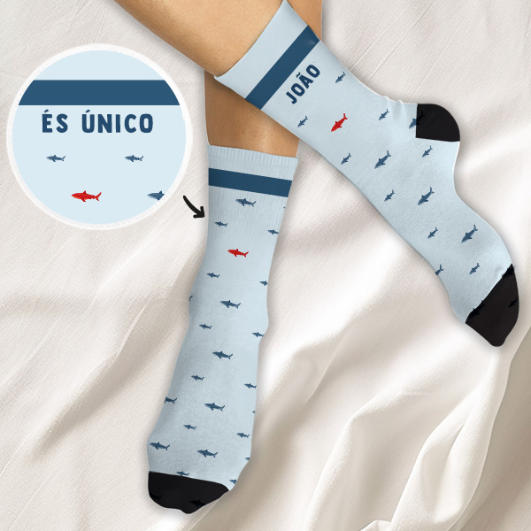 Meias Tubarão com Nome e Texto Personalizados