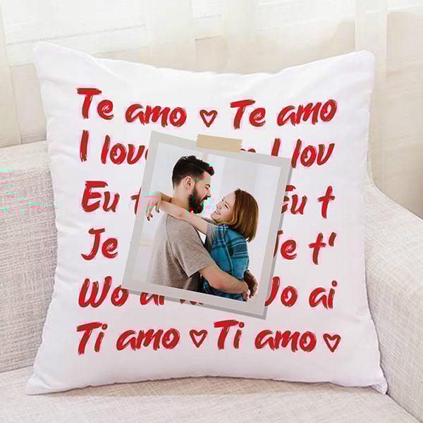 Almofada Amo-te com Foto personalizada