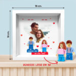 Miniatura de Quadro com minifiguras Lego, coração com foto e texto personalizado