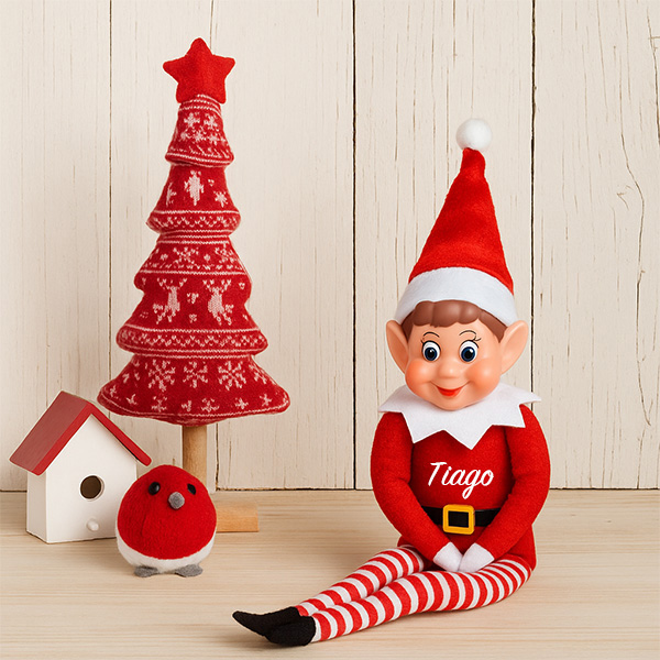 Boneco Elfo Decorativo de Natal com Certificado de Adoção e Nome personalizado