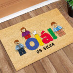 Miniatura de Capacho OLÁ com minifiguras Lego personalizadas e texto personalizado