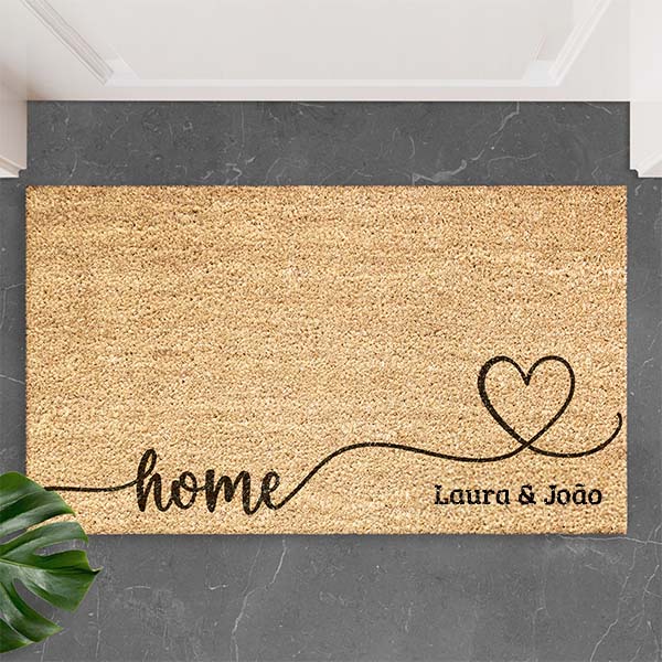 Capacho Coração Laço personalizado