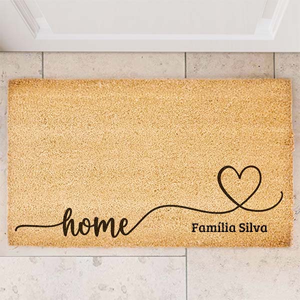 Capacho Coração Laço personalizado