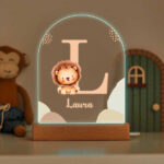 Miniatura de Candeeiro Infantil Leão com Inicial e Nome personalizado