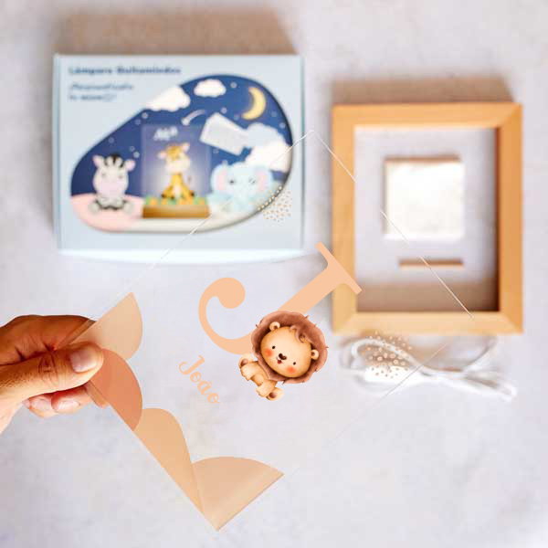 Candeeiro Infantil Leão com Inicial e Nome personalizado