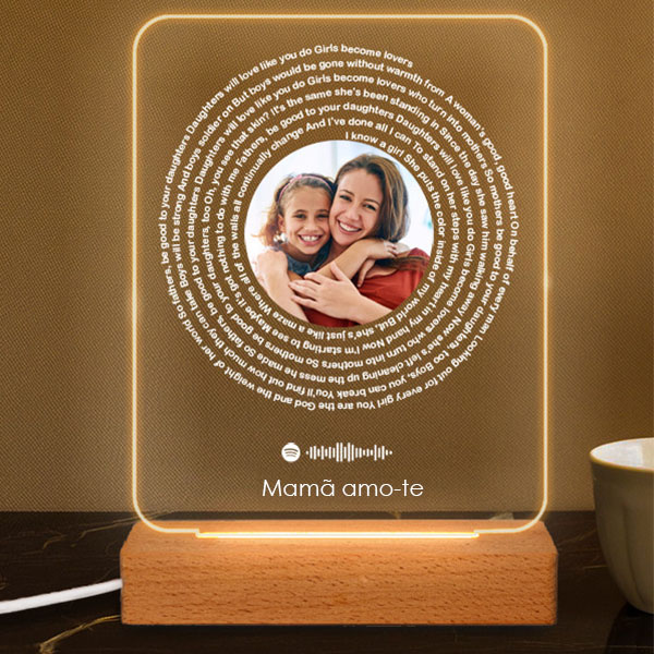 Placa com Letras de Canção do Spotify em Espiral e a tua Foto personalizada