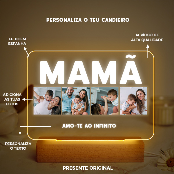 Candeeiro Mamã com 4 fotos personalizado