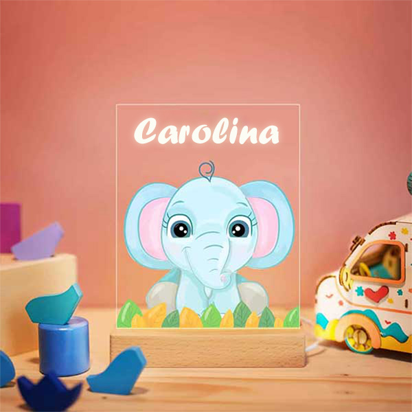 Candeeiro de Presença Infantil Animais com Nome Personalizado