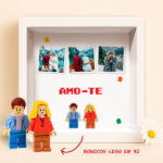 Miniatura de Quadro com minifiguras Lego, 3 fotos e texto personalizado