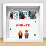 Miniatura de Quadro com minifiguras Lego, 3 fotos e texto personalizado