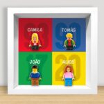 Miniatura de Quadro com minifiguras Lego, anos e nomes personalizados
