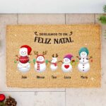 Miniatura de Capacho de Natal Boneco de Neve com Nomes personalizado