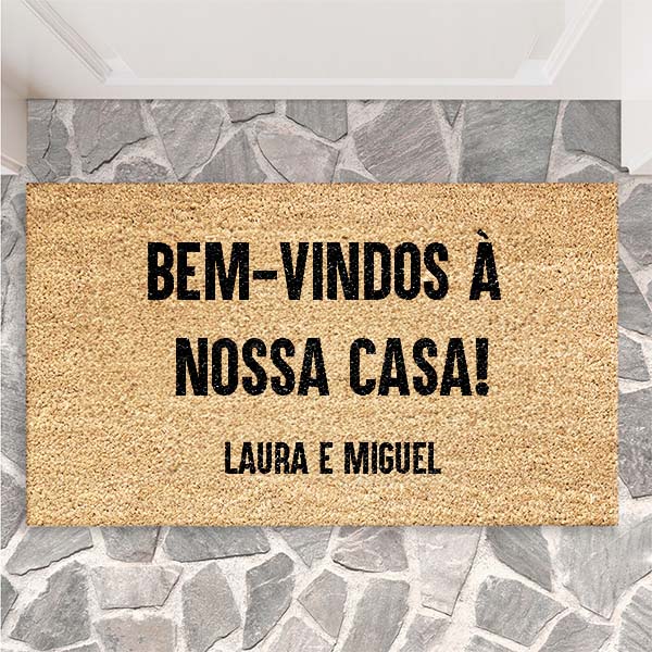 Capacho personalizado com textos e foto