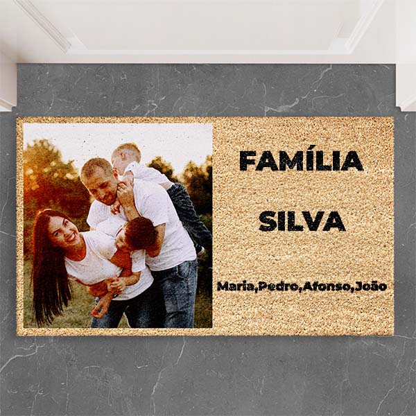 Capacho personalizado com textos e foto