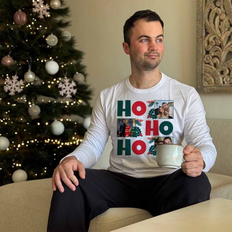 Pijama HO HO HO com Três Fotografias personalizado