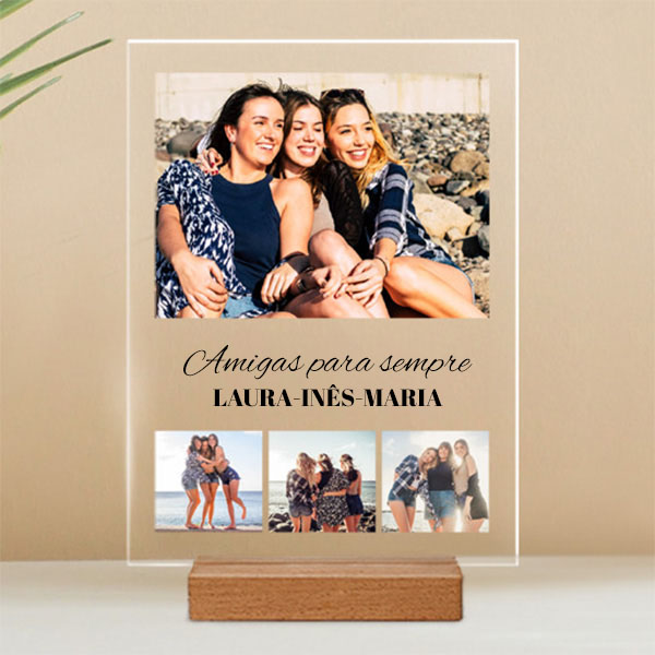 Placa Colagem de Fotografias com Textos personalizada