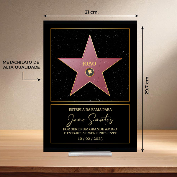 Placa Hollywood com Textos personalizada