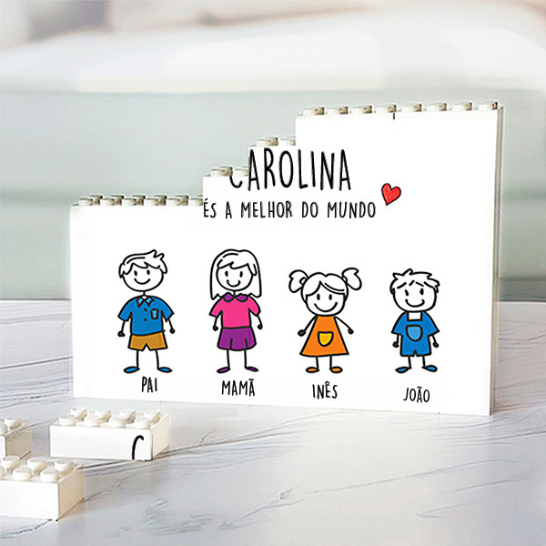 Puzzle de Blocos Bonecos com Texto Personalizado