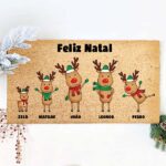 Miniatura de Capacho de Natal Renas com Nomes e Texto Personalizado