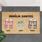 Capacho Sapatilhas com Nomes e Texto Personalizado Miniatura de Capacho Sapatilhas com Nomes e Texto Personalizado